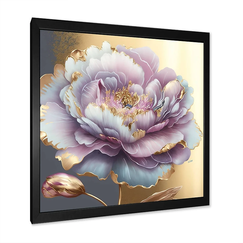 Designart 'Purple Hue Single Flower I' Floral & Botanical Framed Canvas Wall Art