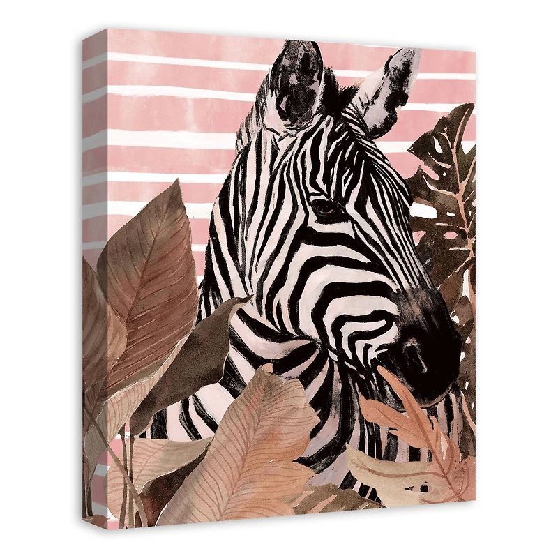 Zebra In Palms 16" x 20" Canvas Wall Art