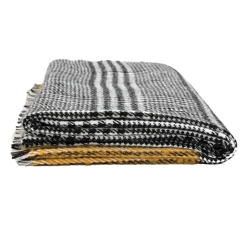 Glitzhome® 70" Yellow & Gray Scarf with Fringe