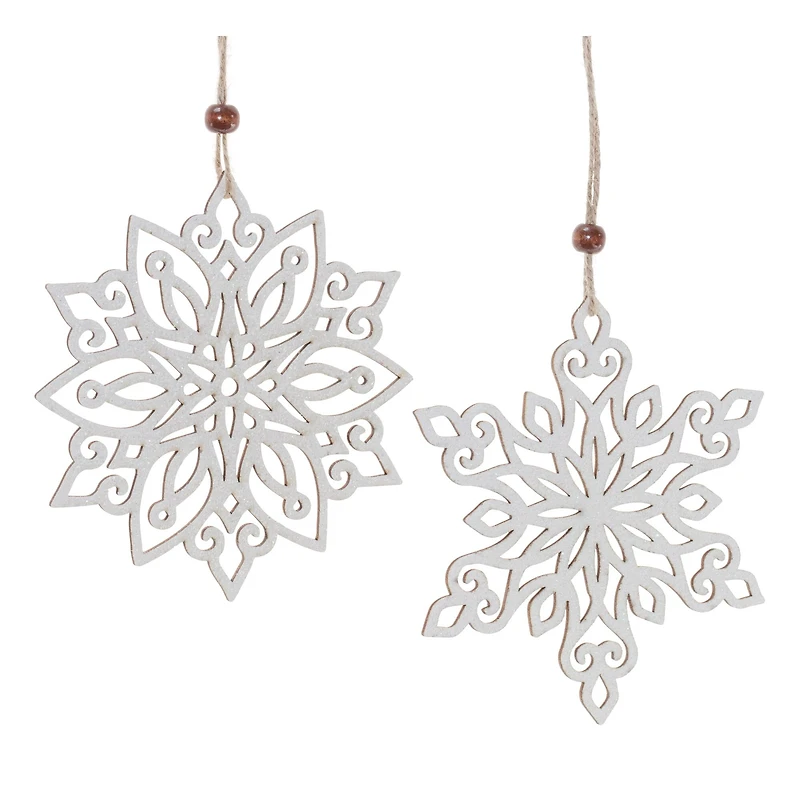Wood Cut-Out Snowflake Ornaments Set