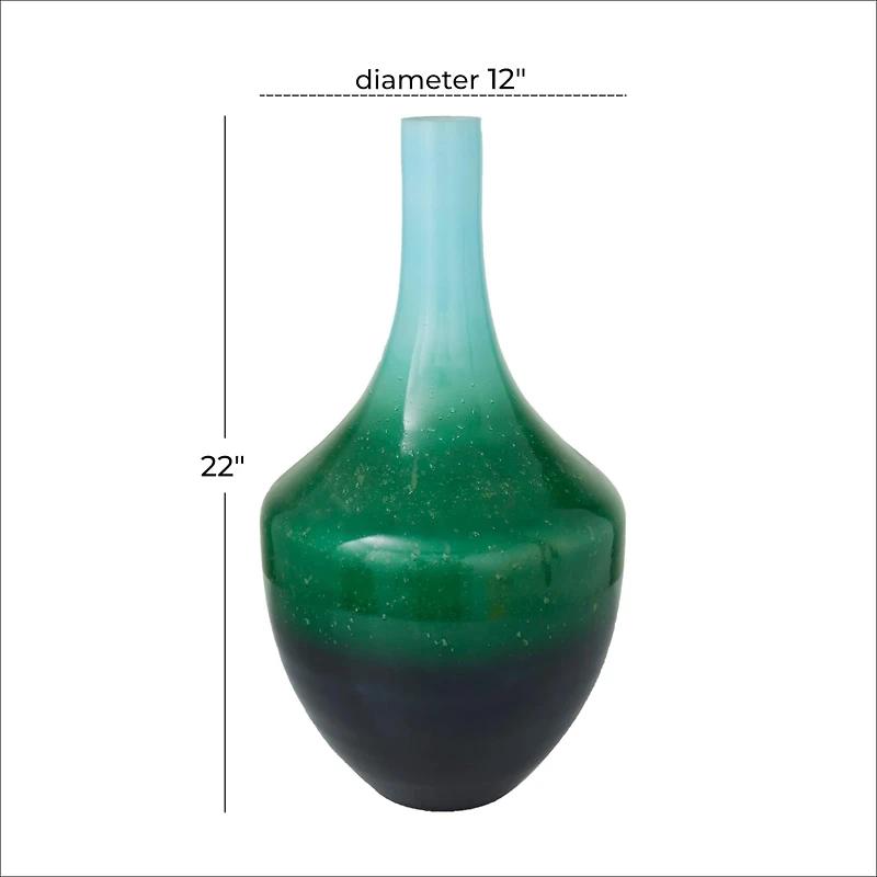 The Novogratz Green Glass Modern Vase, 22" x 12" x 12"