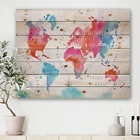 Designart - World Map In and Blue