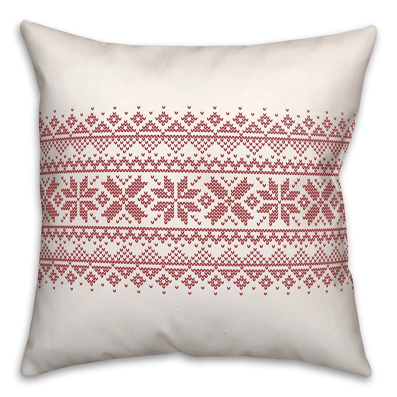 Knit Snowflakes 18x18 Throw Pillow