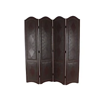 Dark Brown Wood Traditional Room Divider Screen, 71" x 64" x 1"