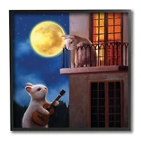 Stupell Industries Rabbit Serenading Bunny on Balcony Night Sky, 12" x 12"