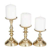 Gold Aluminum Traditional Candle Holder Set