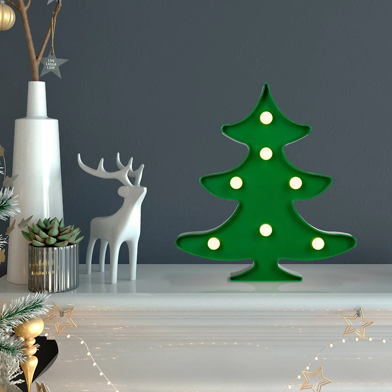 8.75" Green Christmas Tree Marquee Wall Sign