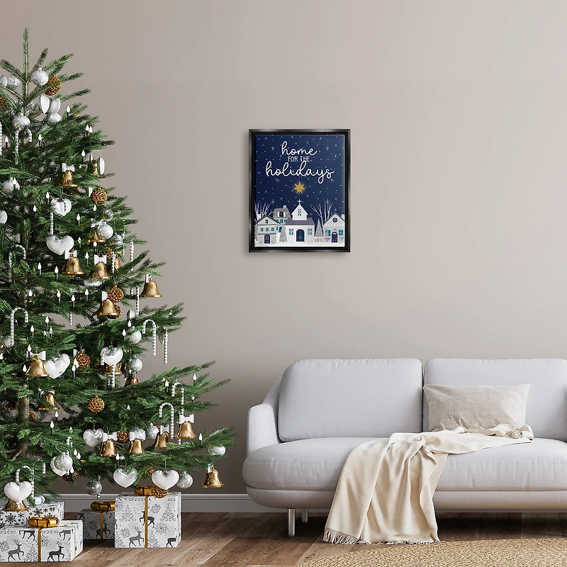 Stupell Industries Home For The Holidays Night Sky Framed Floater Canvas Wall Art