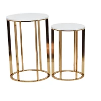 16" Gold Iron Contemporary Accent Table Set