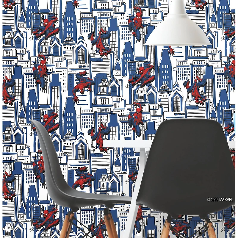 RoomMates Blue Spider-Man Cityscape Peel & Stick Wallpaper