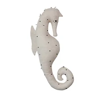 Hello Honey® White Cotton & Linen Seahorse-Shaped Pillow