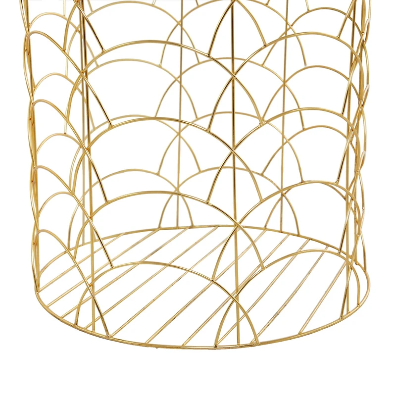 CosmoLiving by Cosmopolitan Gold Metal Storage Basket with Faux Leather Handles Set of 3 16", 14", 12"