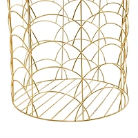 CosmoLiving by Cosmopolitan Gold Metal Storage Basket with Faux Leather Handles Set of 3 16", 14", 12"