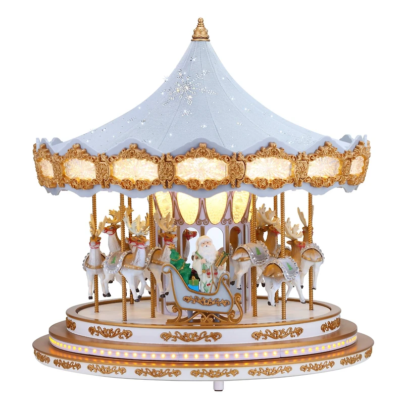 90th Anniversary Collection 17" Ice Blue Animated & Musical LED Crystal Carousel Accent