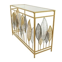Gold Metal Contemporary Console Table, 30" x 44" x 16"