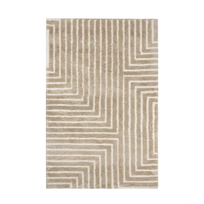 Glitzhome® 5ft. x 8ft. Ivory & Tan Geometric Shag Area Rug