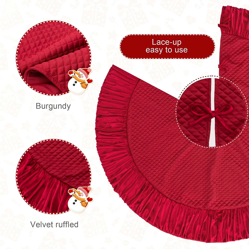 Glitzhome® Deluxe Velvet Ruffled Christmas Tree Skirt