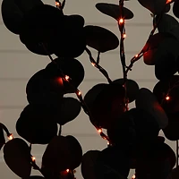 3ft. Pre-Lit Artificial Halloween Black Eucalyptus Tree with 80 Orange & Purple LED Lights