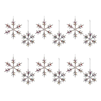 Rainbow Beaded Snowflake Ornament Set