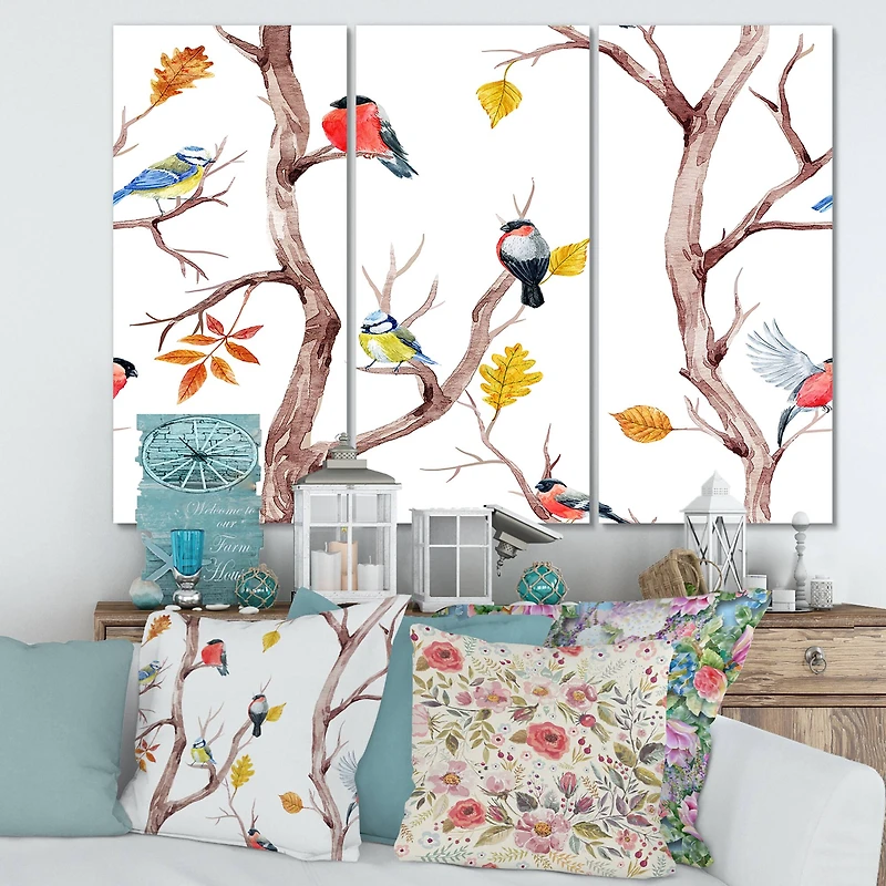 Designart - Fall Trees and Little Birds