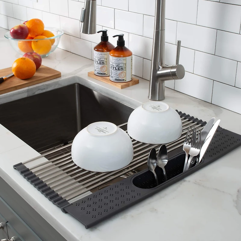 Kitchen Details Over the Sink Drying Rack with Utensil Holder
