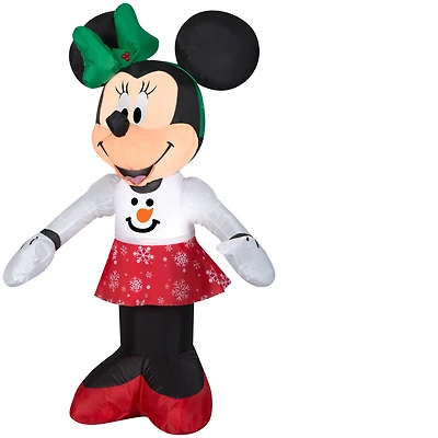 3.5ft. Airblown® Inflatable Minnie Mouse in Snowman Sweater and Snowflake Skirt