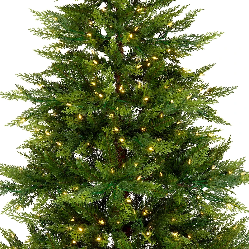 7.5ft. Pre-Lit Festive Fern Artificial Christmas Tree, Clear Lights