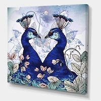 Designart - Two Blue Peacocks With Wildflowers