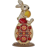 Wonderland Crafts Bunny Sitting on Egg Bead Embroidery on Wood Kit