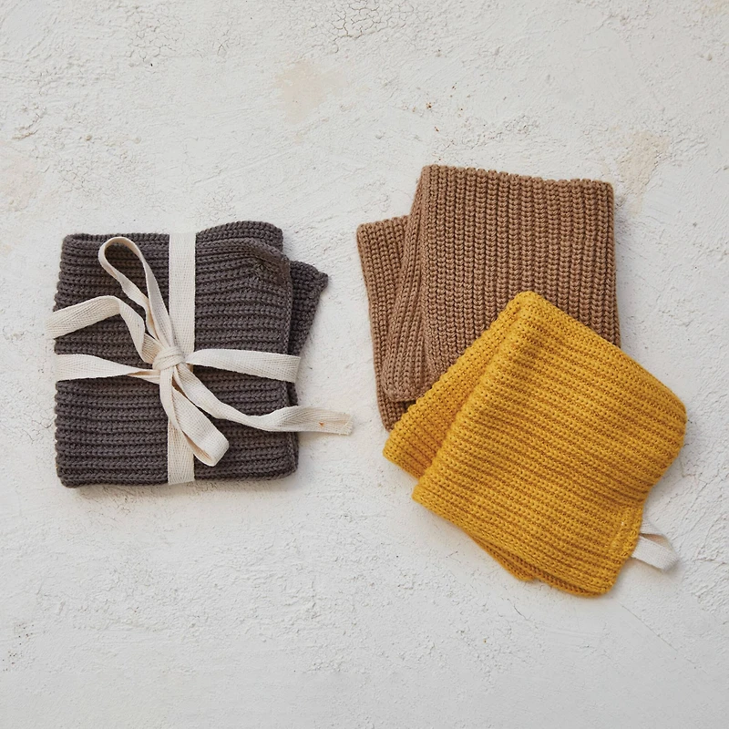 Hello Honey® 10.5" Cotton Knit Dishcloth with Loop Set