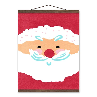 Santa Face 16x20 Teak Hanging Canvas
