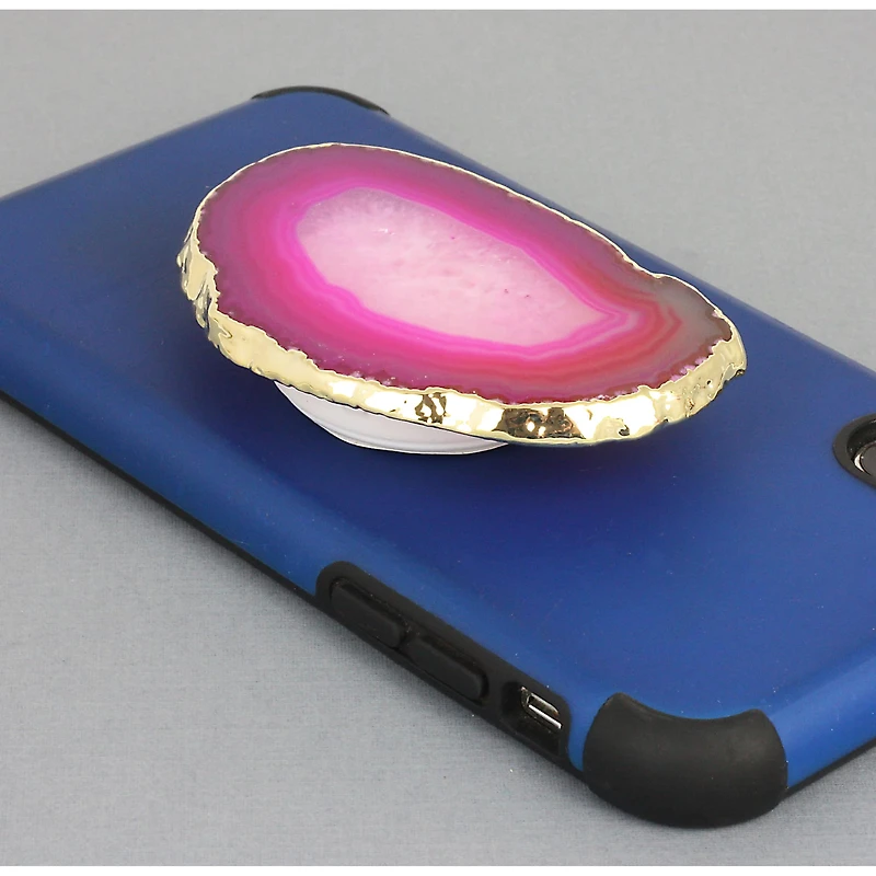 Agate Slice Gold Trim Phone Grip