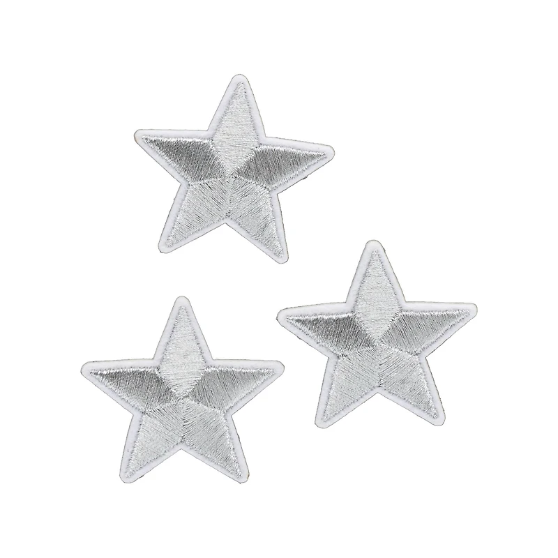 Silver Star Iron On Patches, 3ct. by Make Market®