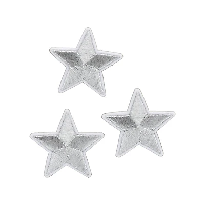 Silver Star Iron On Patches, 3ct. by Make Market®