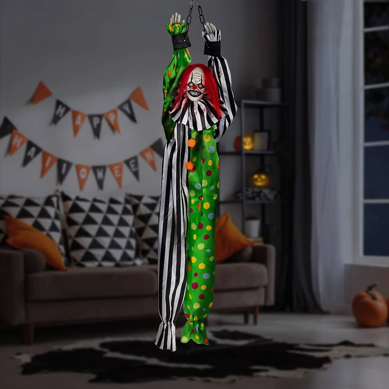 5ft Animated Shaking Clown with Sound Hanging Halloween Decoration