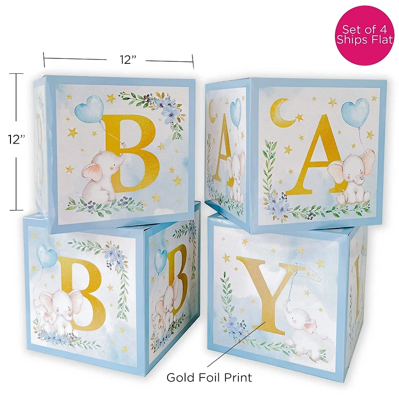 Kate Aspen® Blue Elephant Baby Shower Block Box Set