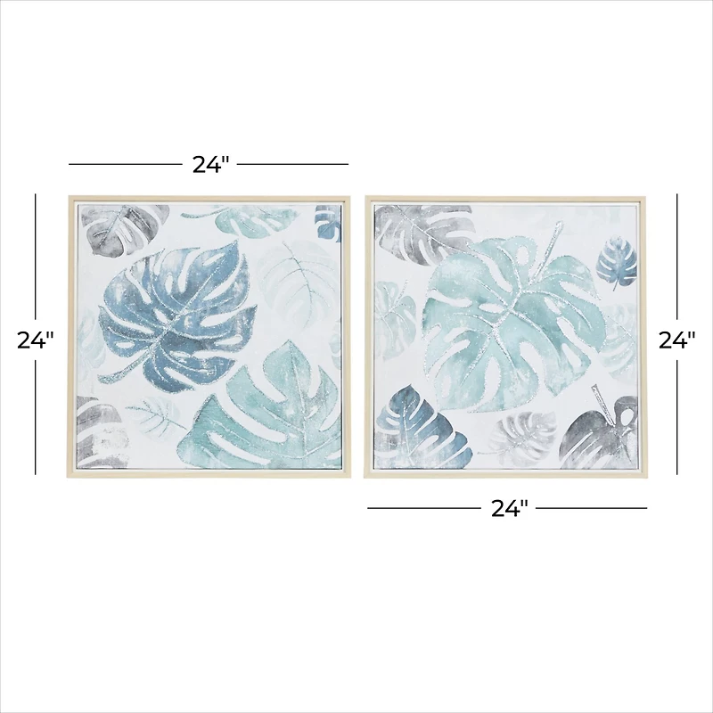 CosmoLiving by Cosmopolitan Set of 2 Blue Canvas Wall Art 24", 24"