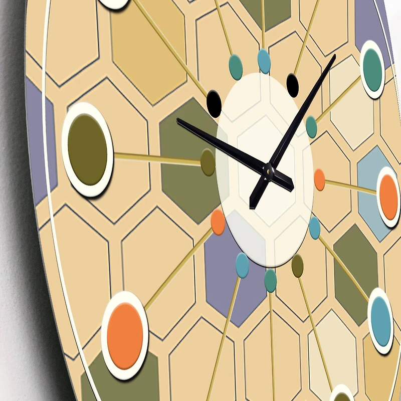 Designart 'Retro Hexagon Patternx Mid-Century Modern Wall Clock