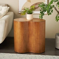 22.5" Brown Wood Heart Inspired Side End Accent Table