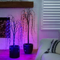 5ft. Orange & Purple LED Pre-Lit Halloween Black Willow Artificial Fall Tree