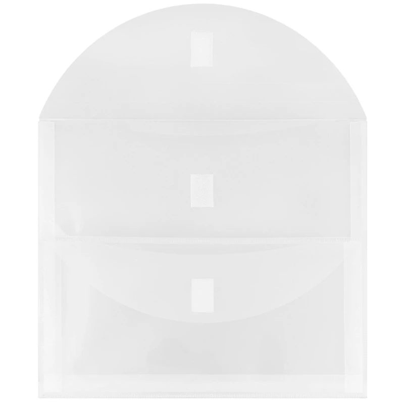 JAM Paper 9.5" x 11.5" Clear 2-Pocket Plastic Hook & Loop Closure Envelopes, 12ct.