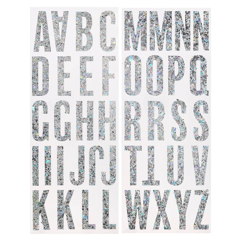 12 Packs: 42 ct. (504 total) Iridescent Chunky Glitter Alphabet Stickers by Recollections™