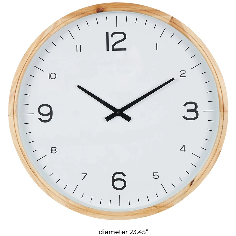23" Light Brown Framed Wall Clock