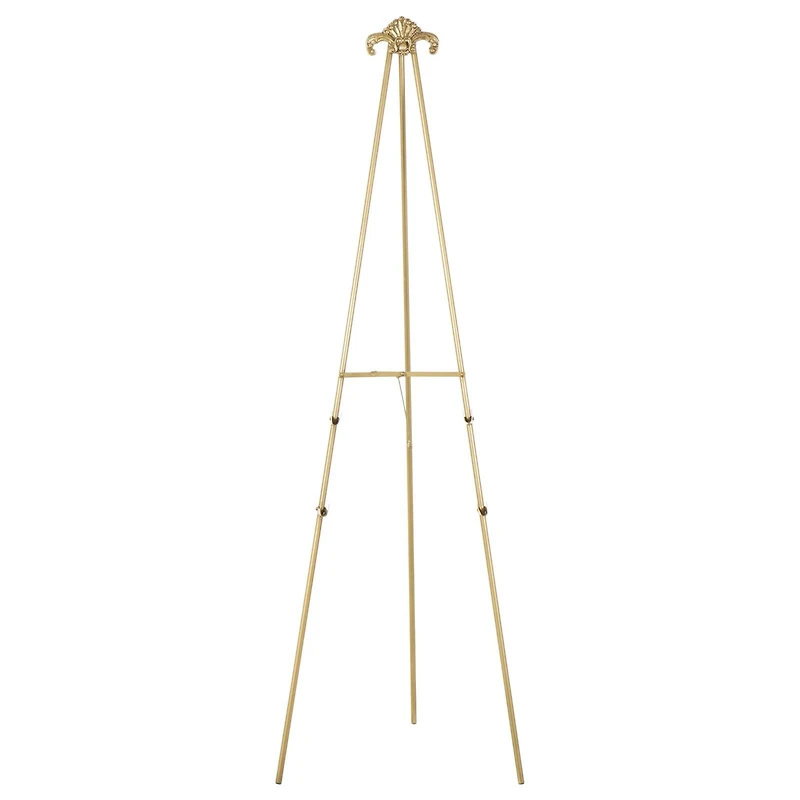 66.5" Gold Metal Foldable 2-Tier Display Easel with Scroll Finial