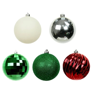 5 Pack 5.7" Red, Green & Silver Peppermint Lane Shatterproof Ornaments by Ashland®