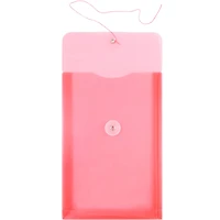 JAM Paper 6.25" x 9.25" Pink Button & String Closure Plastic Envelope, 12ct.