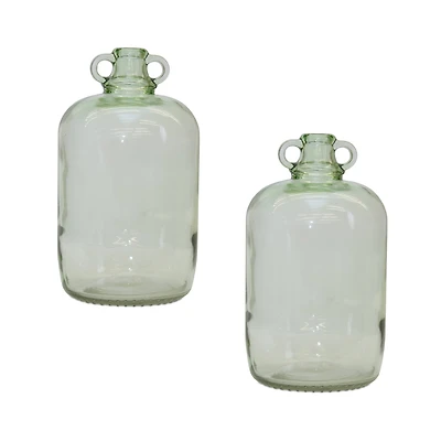 12.25" Sage Green Glass Jug Vases, 2ct.