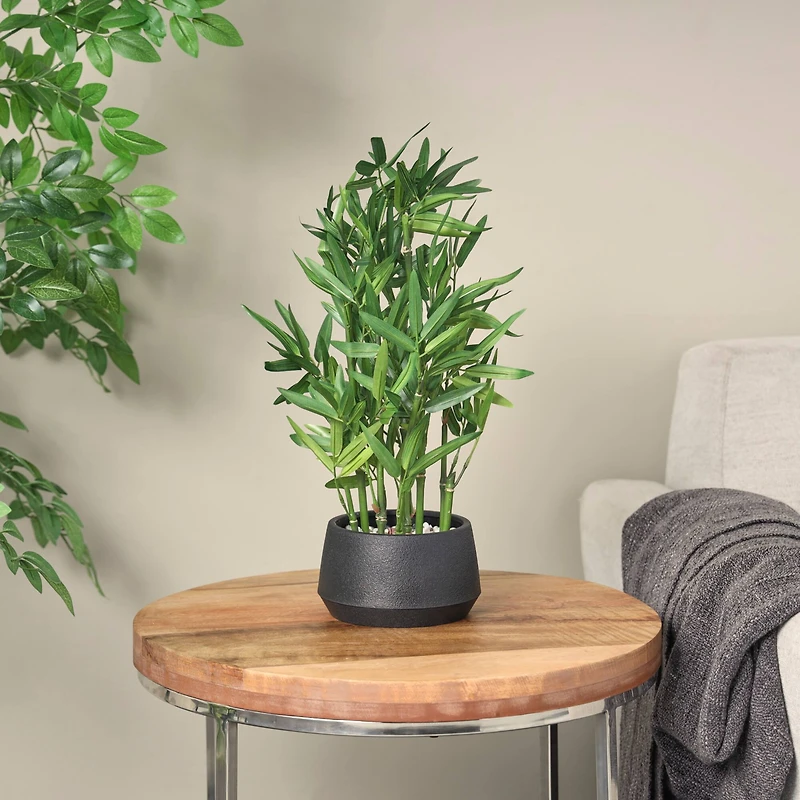 19" Green Foliage Artificial Plant with Black Pot