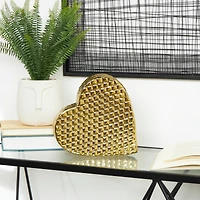 9" Gold Aluminum Heart Slanted Sculpture