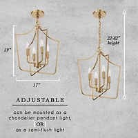 Hello Honey® Constance Brushed Gold Tapered Metal 4-Light Candelabra Chandelier Style Ceiling Light